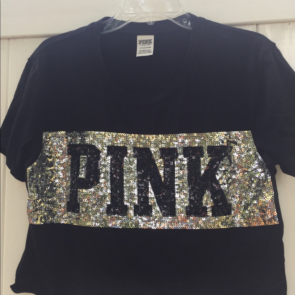 PINK Victoria Secret bling black T shirt